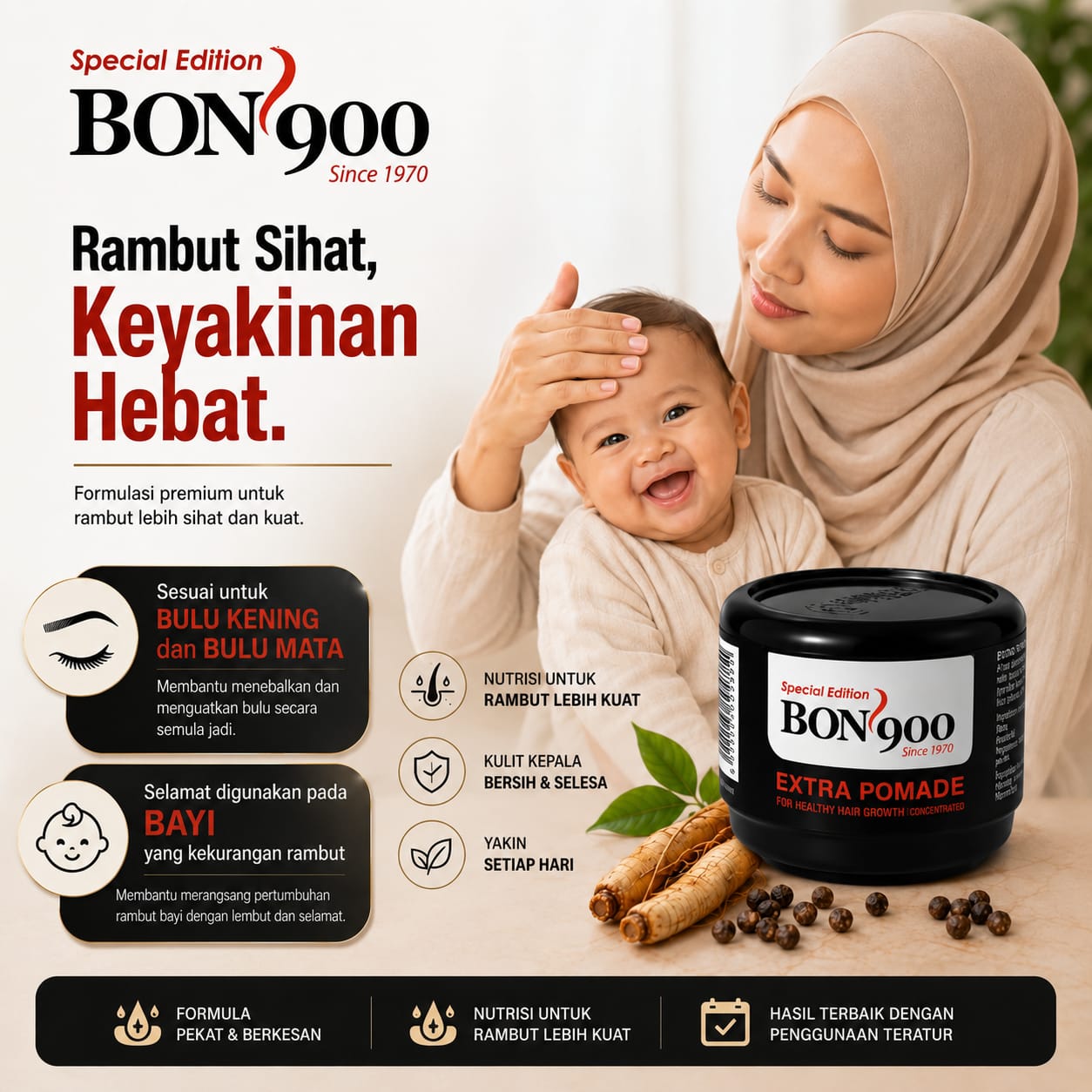 Senarai kebaikan BON 900 Extra Pomade